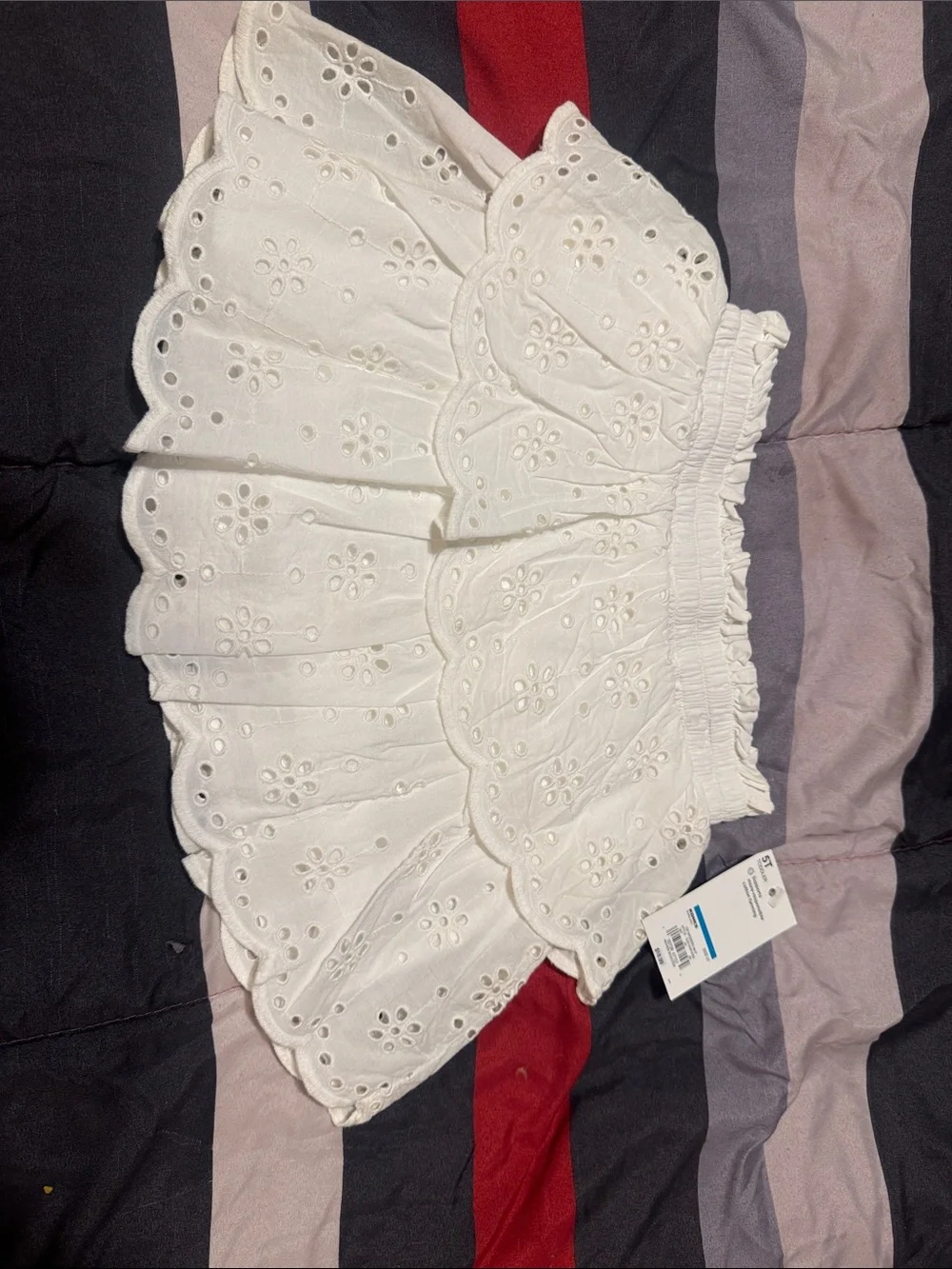 Little girls White Eyelet Tiered Mini Skirt